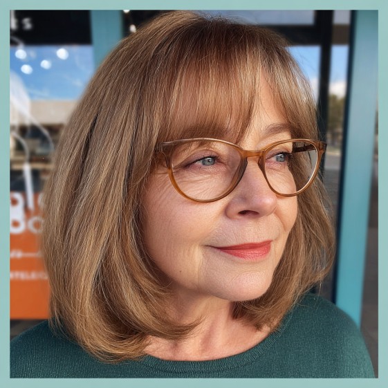 Soft Feathered Lob with Gentle Bangs