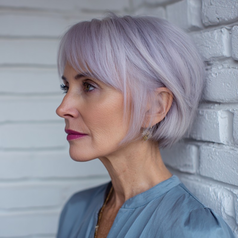 Soft Lavender Textured Bob with Subtle Movement