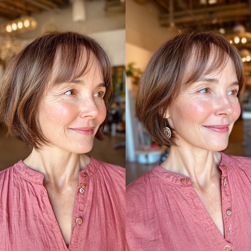 Soft Layered Mushroom Bob with Face-Framing Bangs