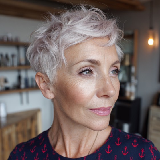 Soft Textured Pixie Cut with Subtle Highlights