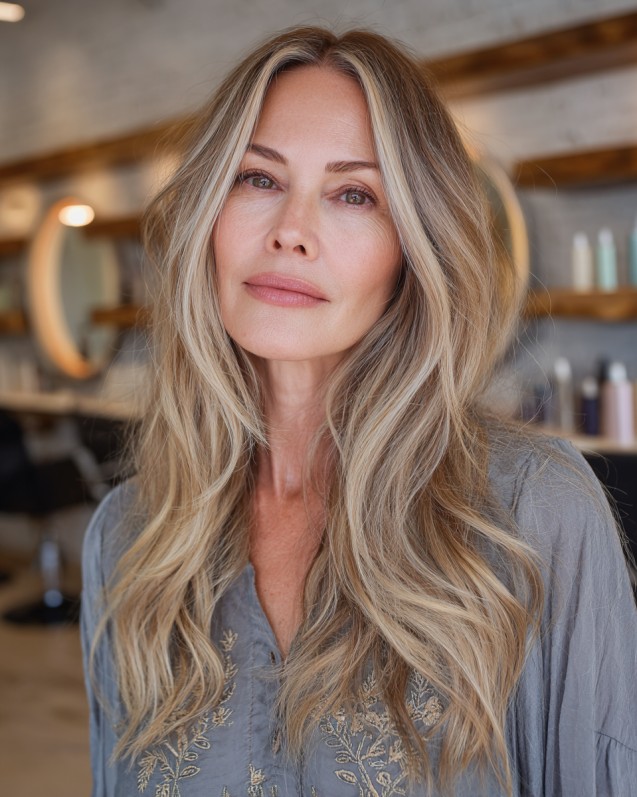 Softly Layered Long Cut with Natural Highlights