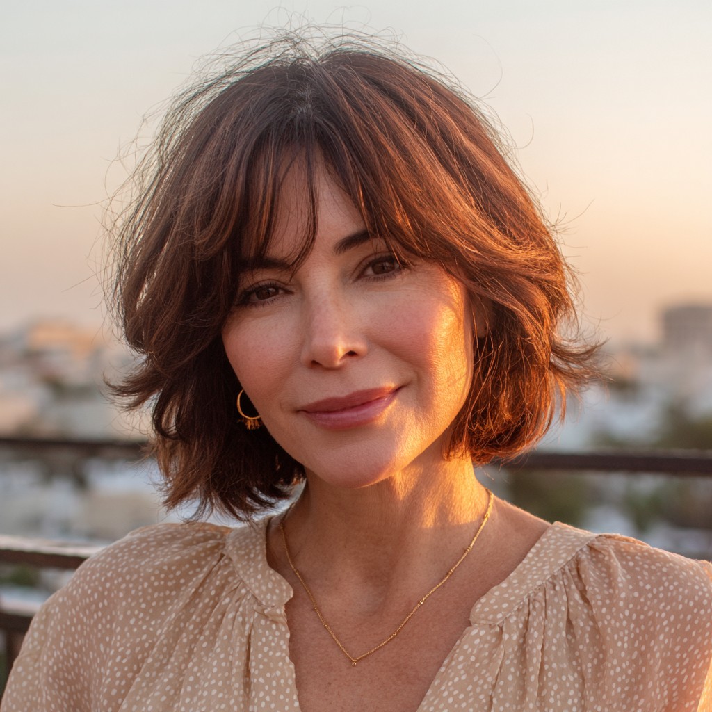Softly Textured Bob with Wispy Bangs
