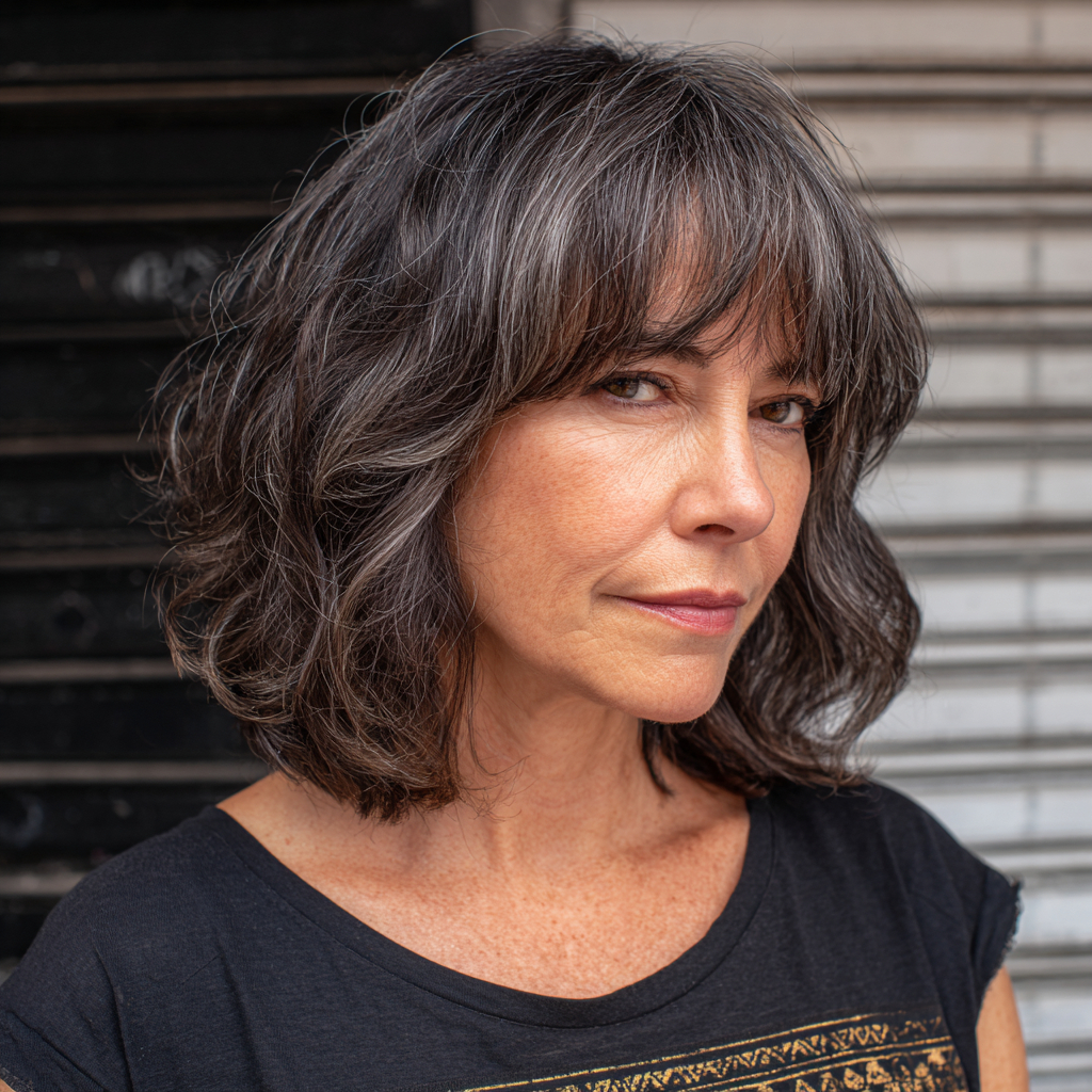 Sophisticated Textured Bob with Wispy Bangs