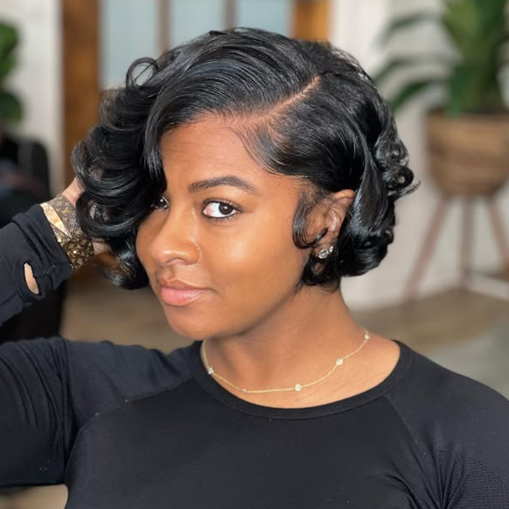 Stylish Curled Bob with Defined Waves