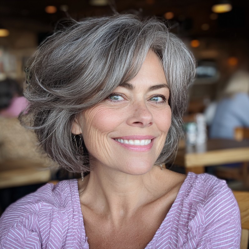Stylish Feathered Bob with Soft Volume