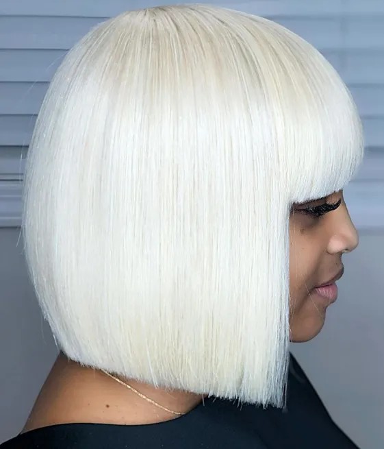 Stylish Sleek Blunt Bob with Fringe