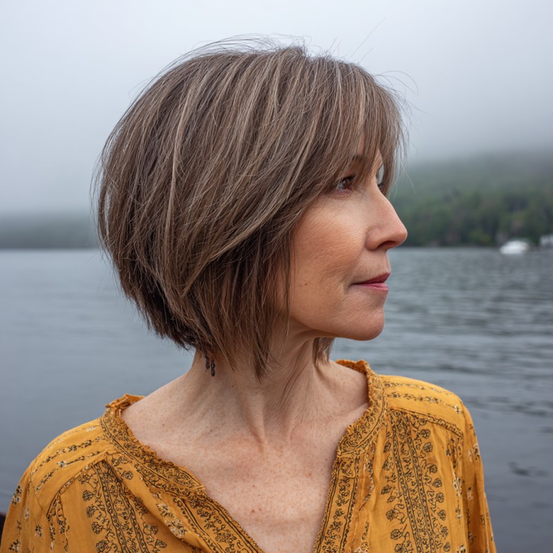 Stylish Textured Bob with Subtle Highlights