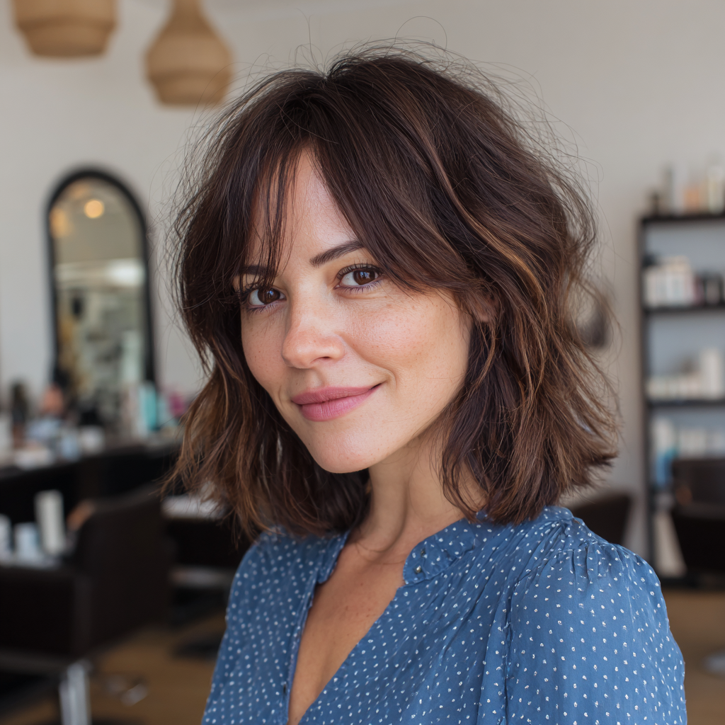 Stylish Textured Bob with Wispy Bangs