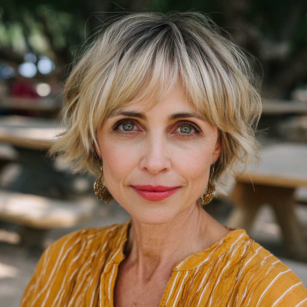 Stylish Textured Mushroom Bob with Soft Waves