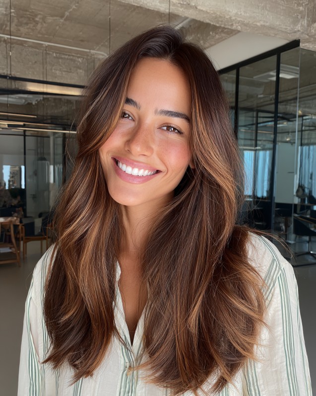 Sun-Kissed Long Layers with Natural Waves