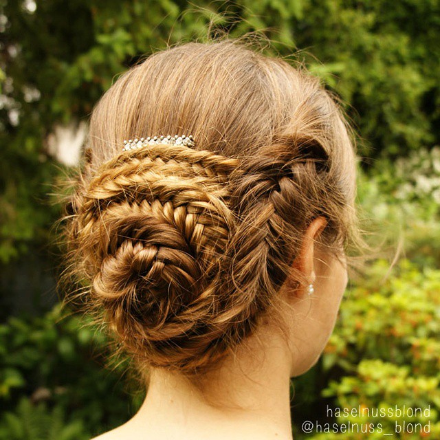Textured Braided Bun with Floral Accents