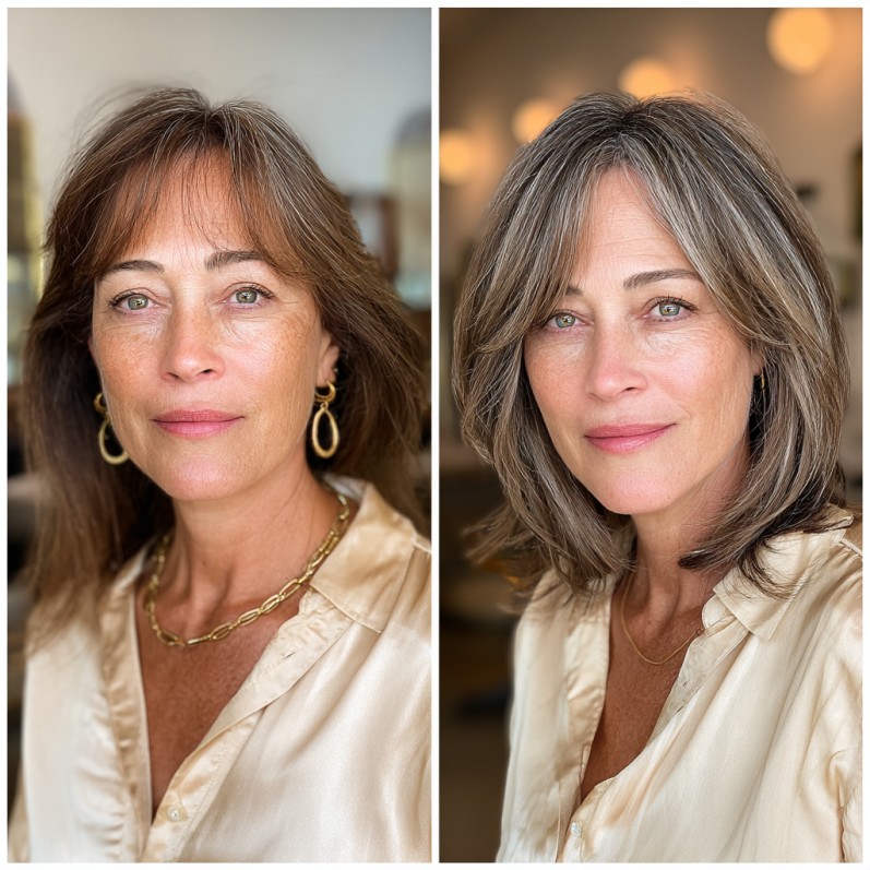 Textured Bronde Lob with Subtle Layers and Face-Framing Highlights