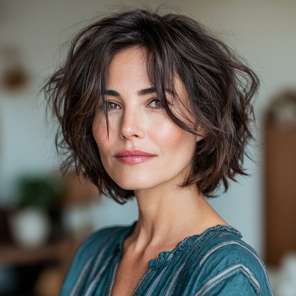 Textured Frayed Bob with Soft Volume