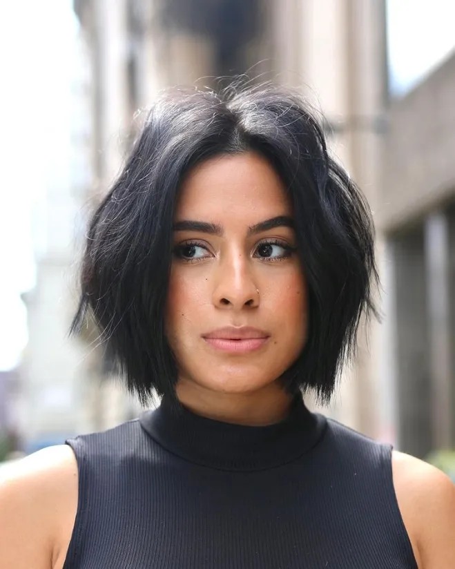Textured Middle Part Bob with Soft Disheveled Layers