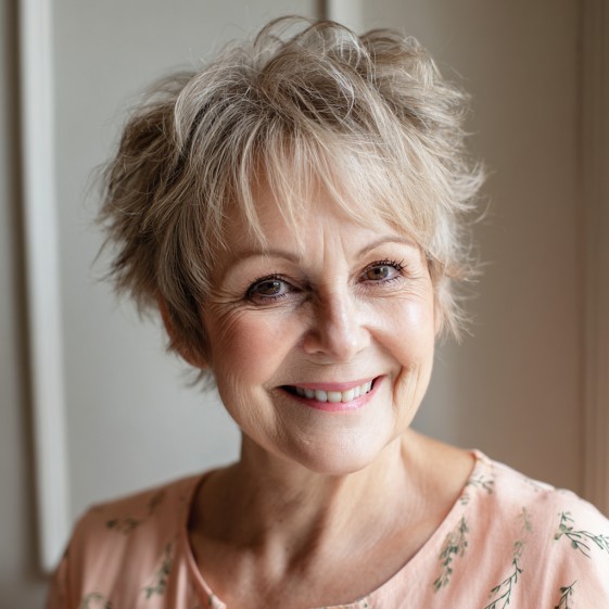Textured Short Pixie Cut with Soft Waves