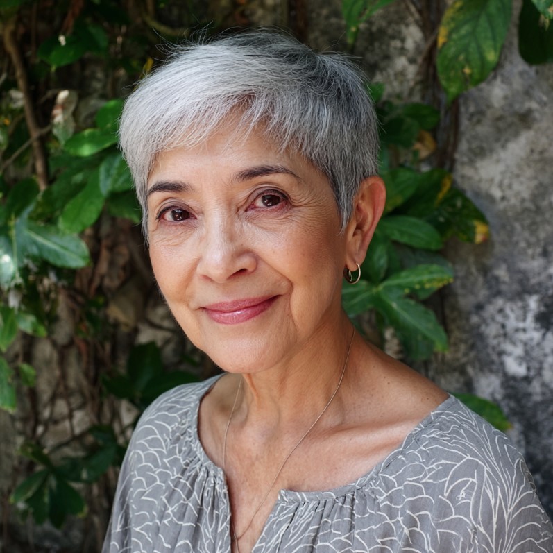 Textured Silver Razor Pixie Cut with Soft Fringes