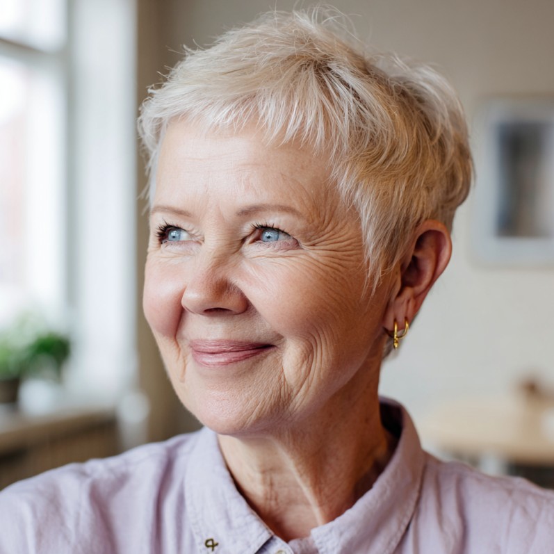 Textured Silver Razor Pixie Cut with Soft Layers