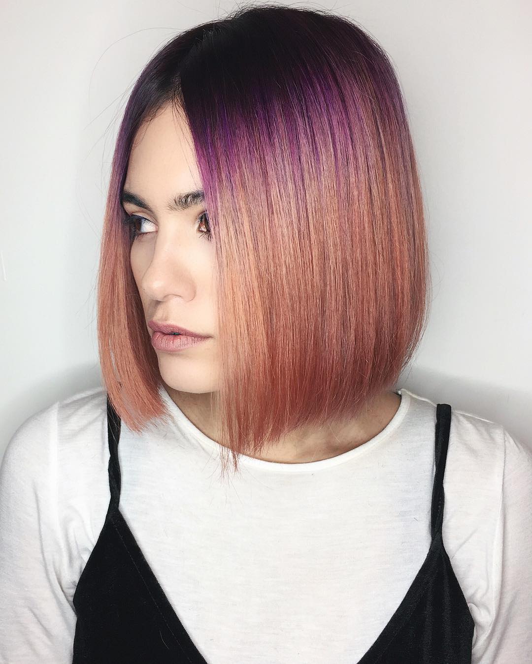 Vibrant Ombre Middle Part Bob with Soft Edges