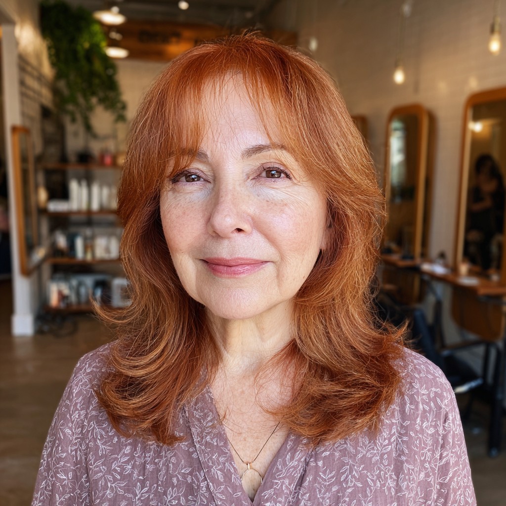 Warm Copper Layered Cut with Subtle Face-Framing Layers