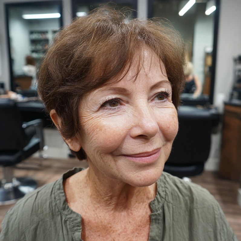 Chic Textured Brunette Pixie with Soft Layers