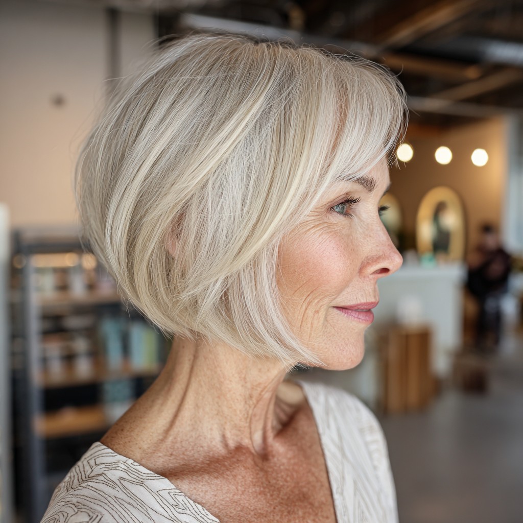 Chic Textured Bob with Light Blonde Highlights