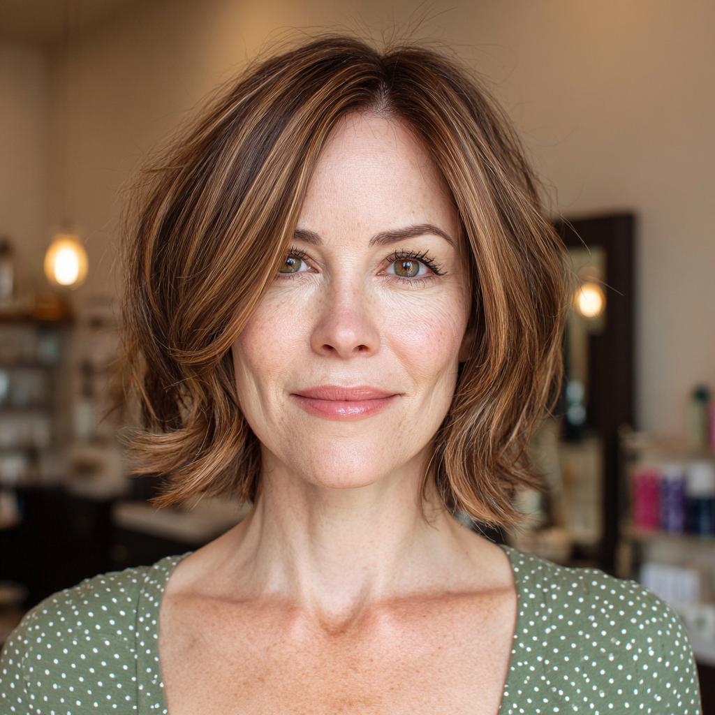 Stylish Textured Bob with Subtle Highlights
