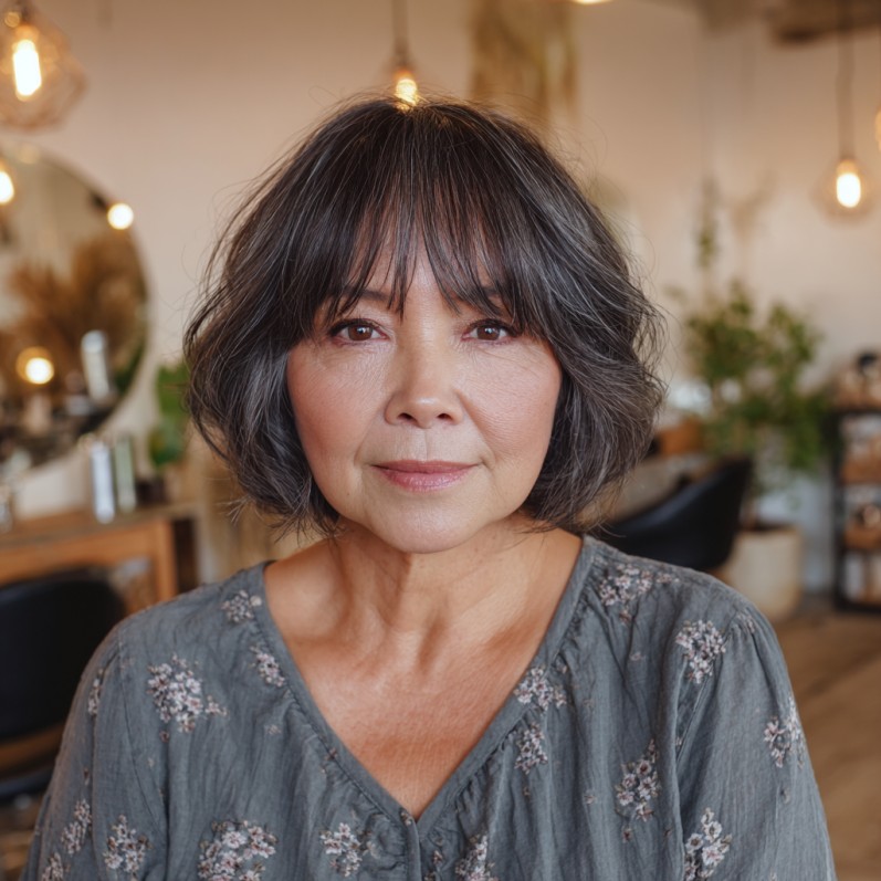 Charming Soft Bob with Feathered Bangs