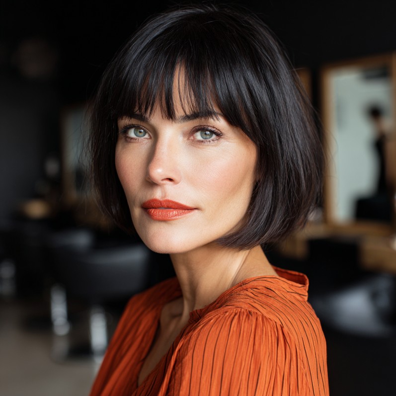 Chic Blunt Bob with Soft Bangs