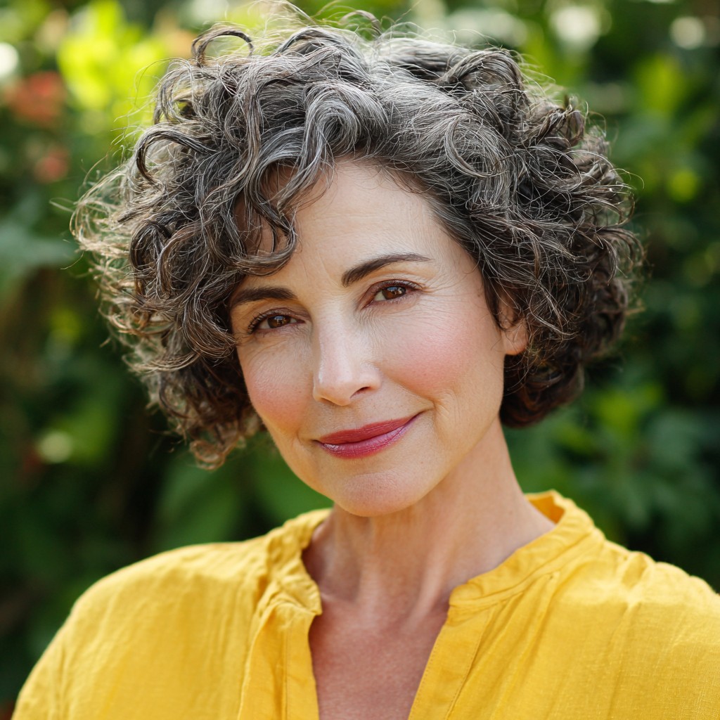 Chic Curly Grey Bob with Natural Volume
