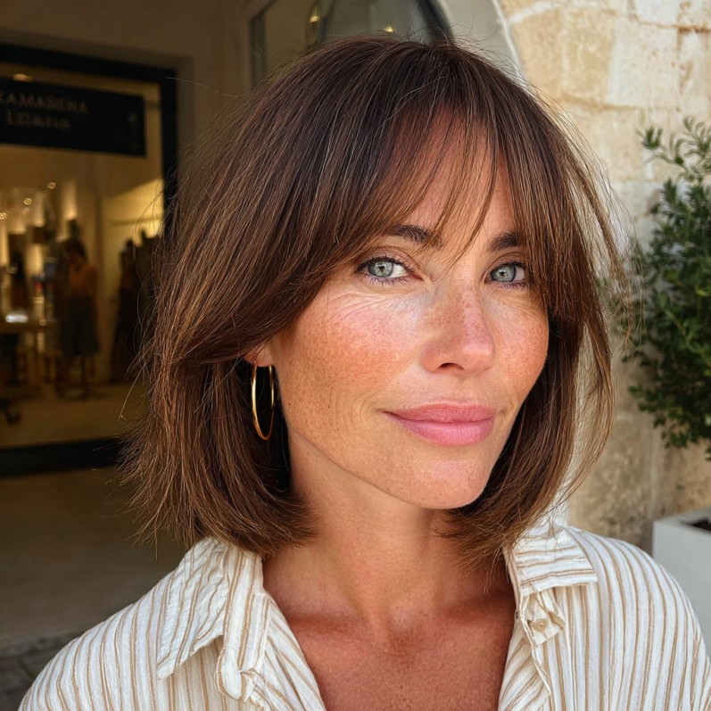 Chic Layered Bob with Soft Bangs