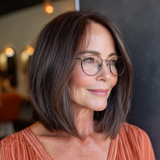 Chic Layered Brunette Bob with Natural Movement