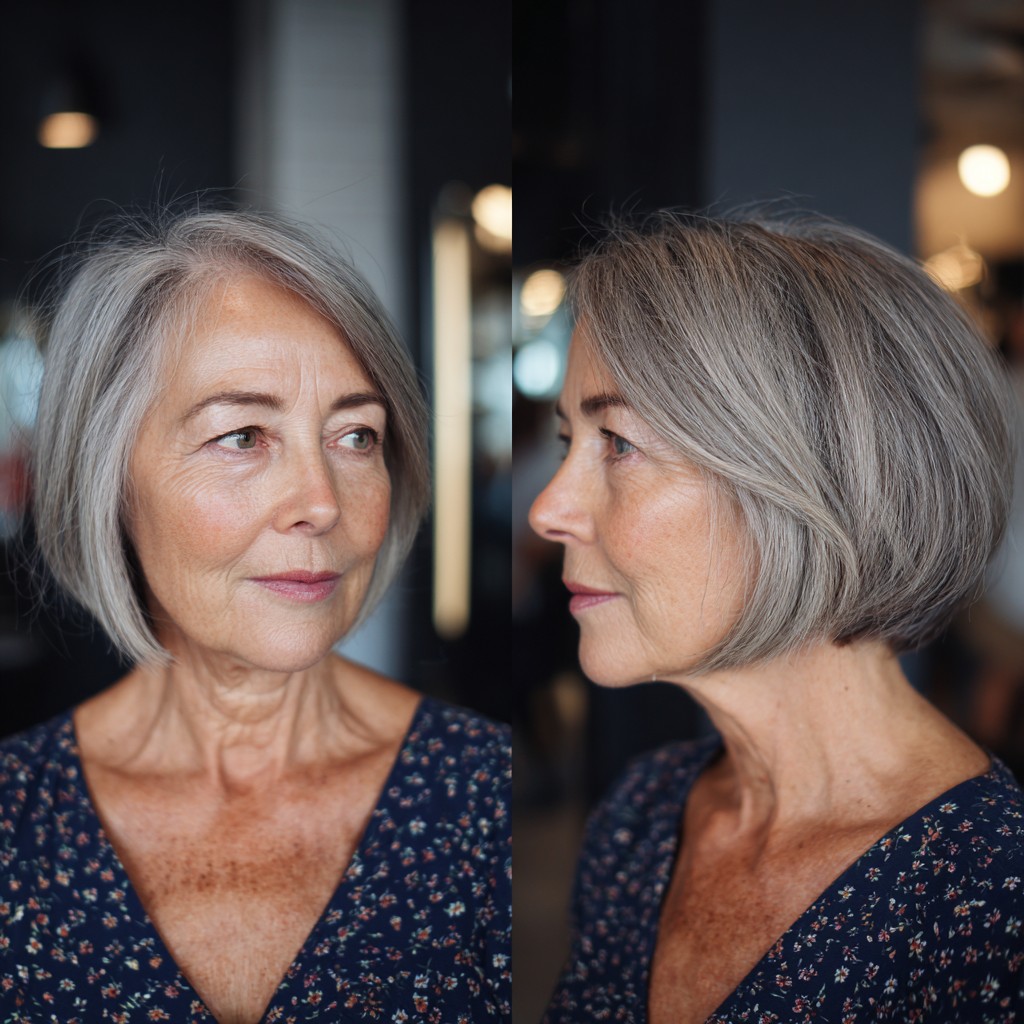 Chic Silver Bob with Soft Textured Layers