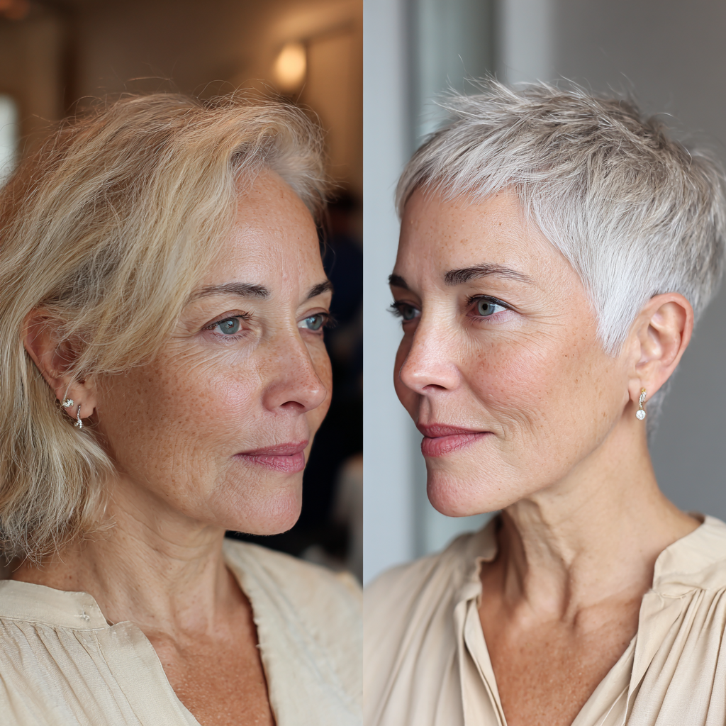 Chic Silver Textured Pixie with Subtle Layers