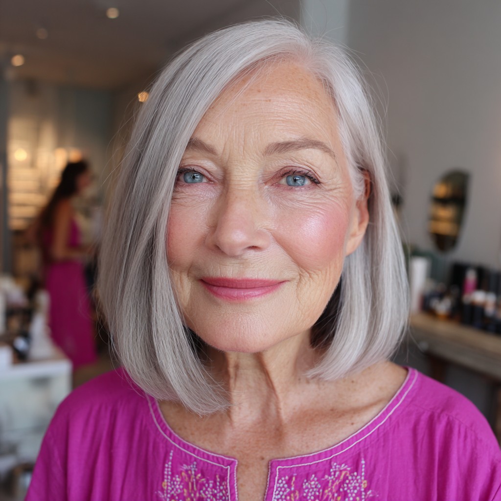 Chic Silvery Blunt Bob with Subtle Movement