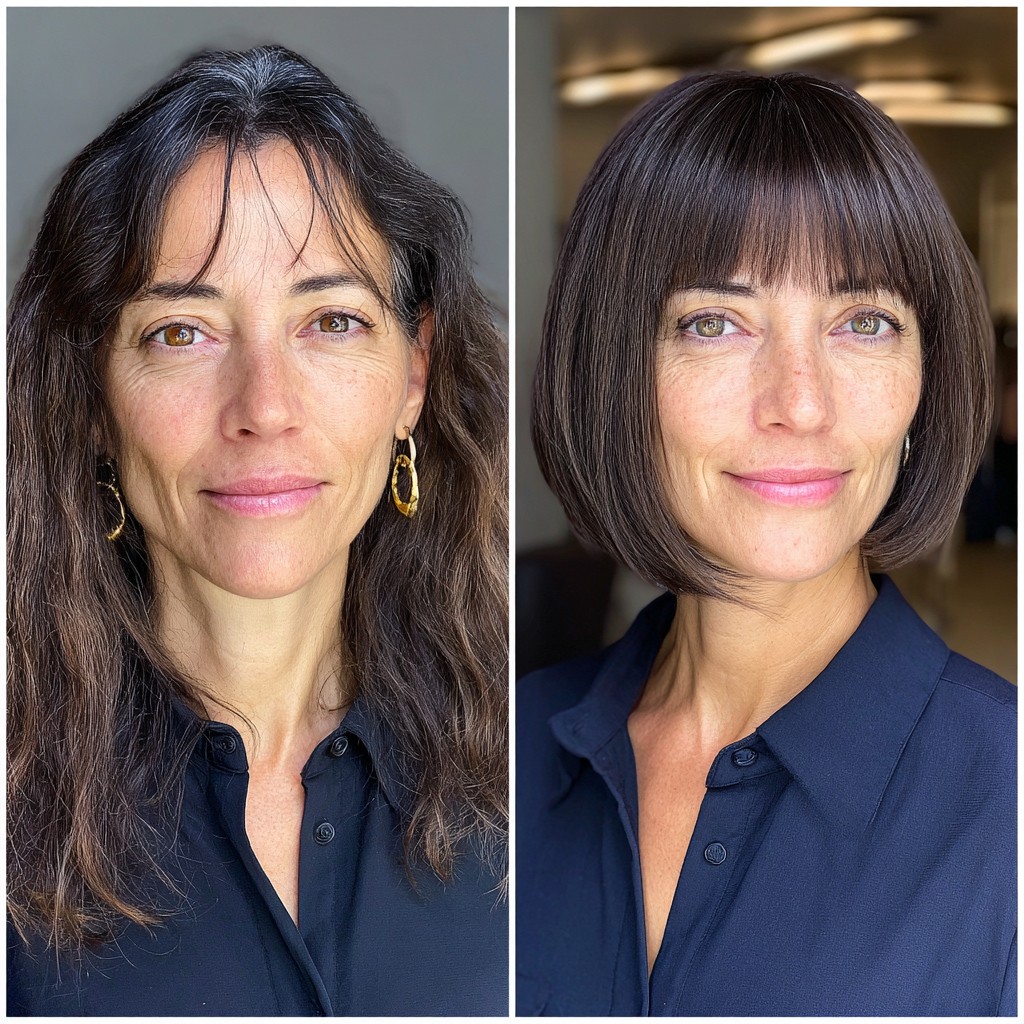 Chic Textured Bob with Soft Fringe