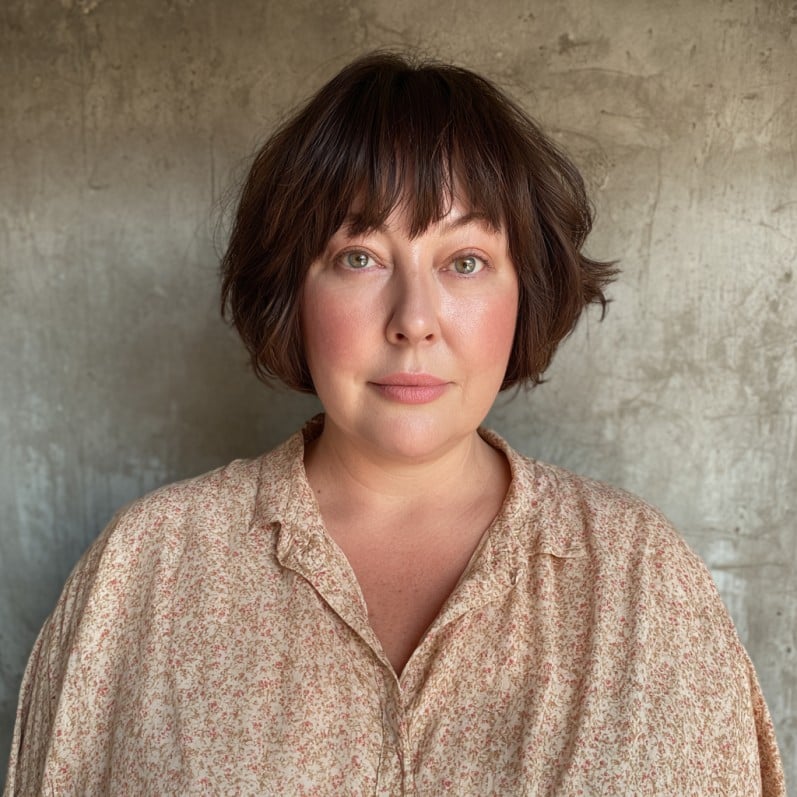 Chic Textured Bob with Subtle Bangs