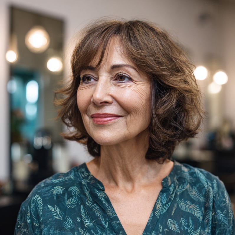 Chic Textured Brunette Bob with Soft Volume