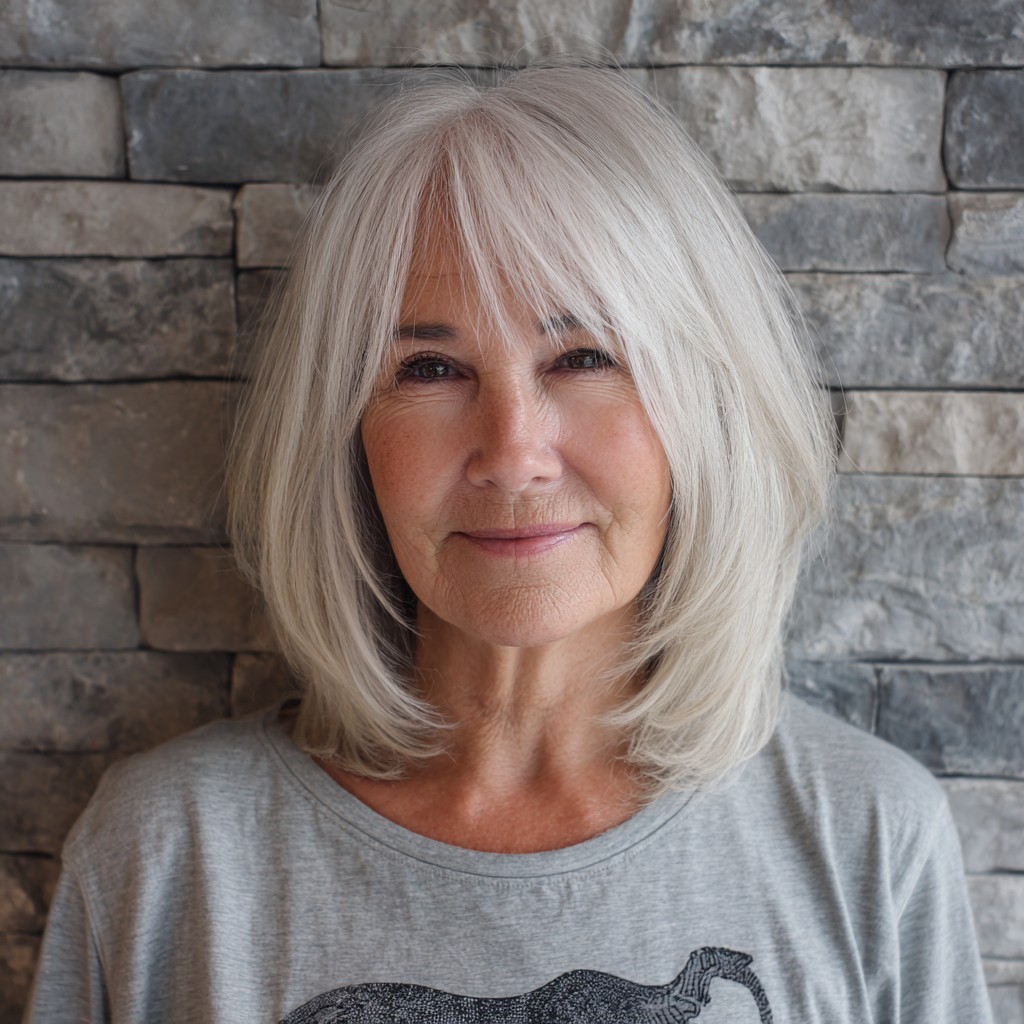 Chic Textured Lob with Soft Bangs