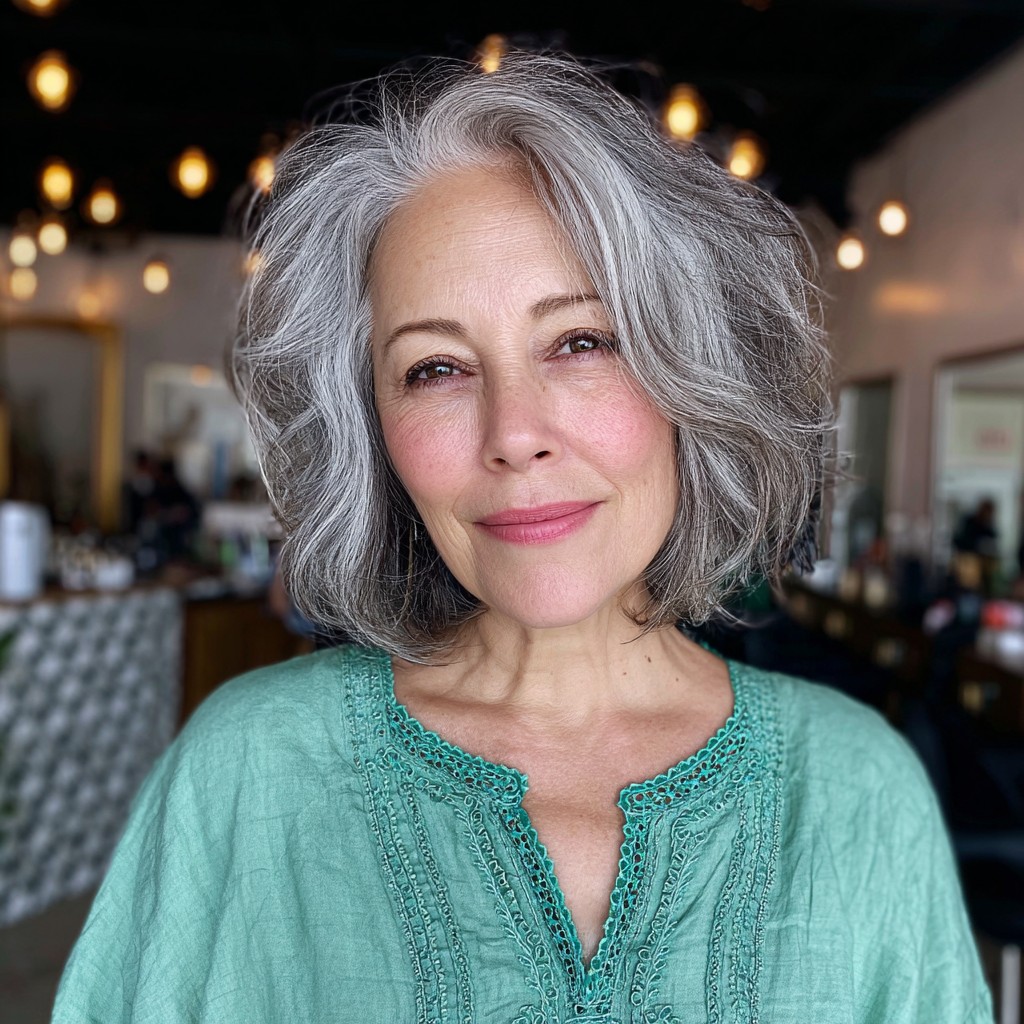 Chic Textured Midi Bob with Soft Volume