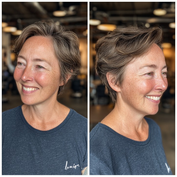 Chic Textured Side-Parted Pixie with Soft Volume