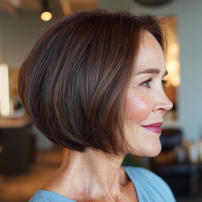 Classic Brunette Bob with Subtle Face-Framing Layers