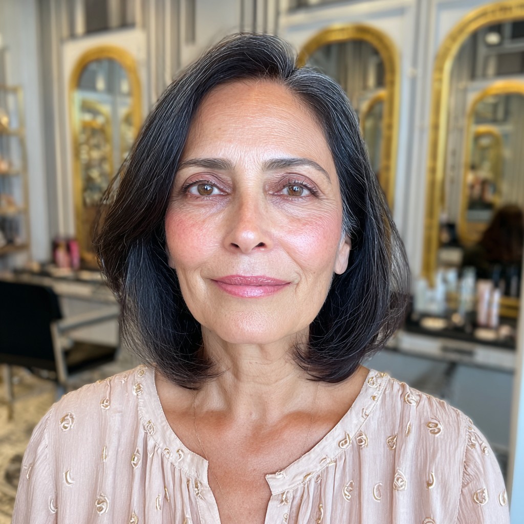 Classic Textured Midi Bob with Subtle Volume