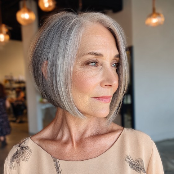 Elegant Gray Inverted Bob with Soft Texture