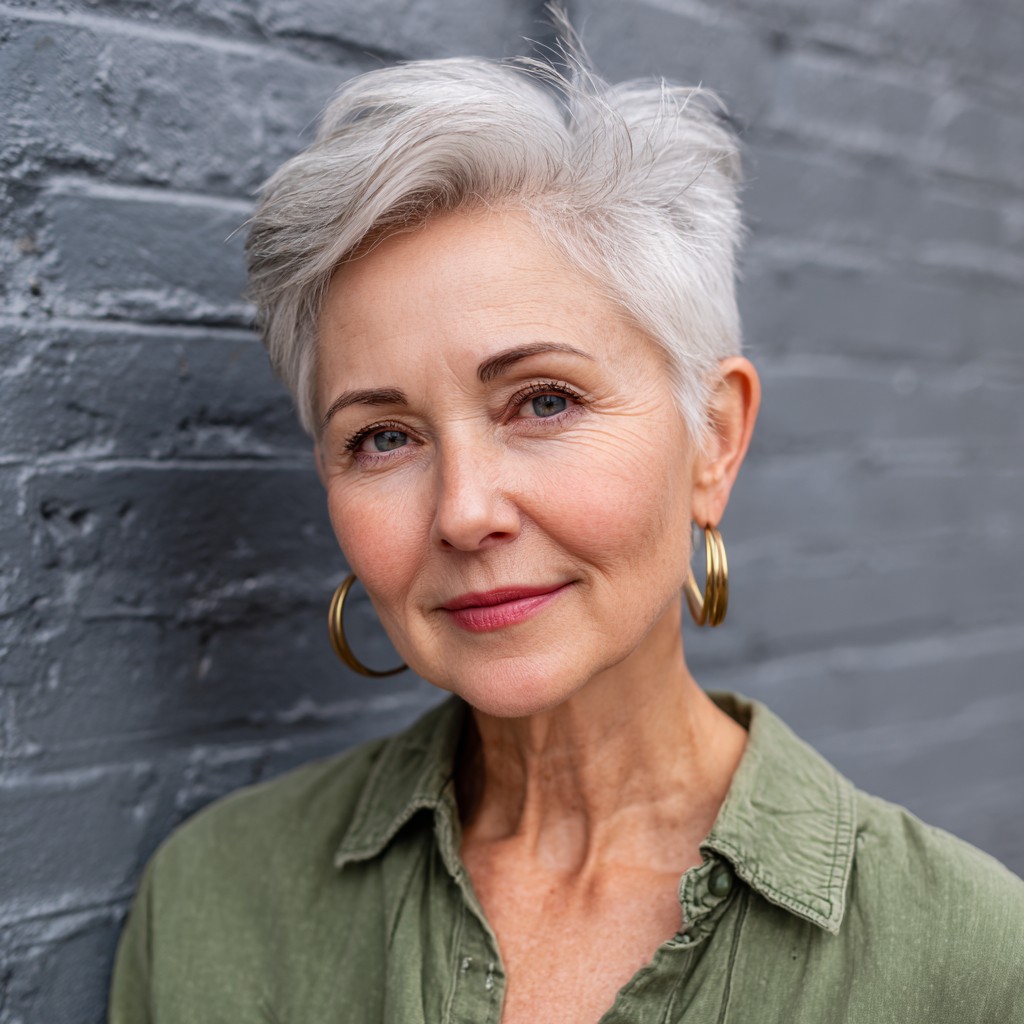 Elegant Short Side-Parted Pixie with Textured Layers