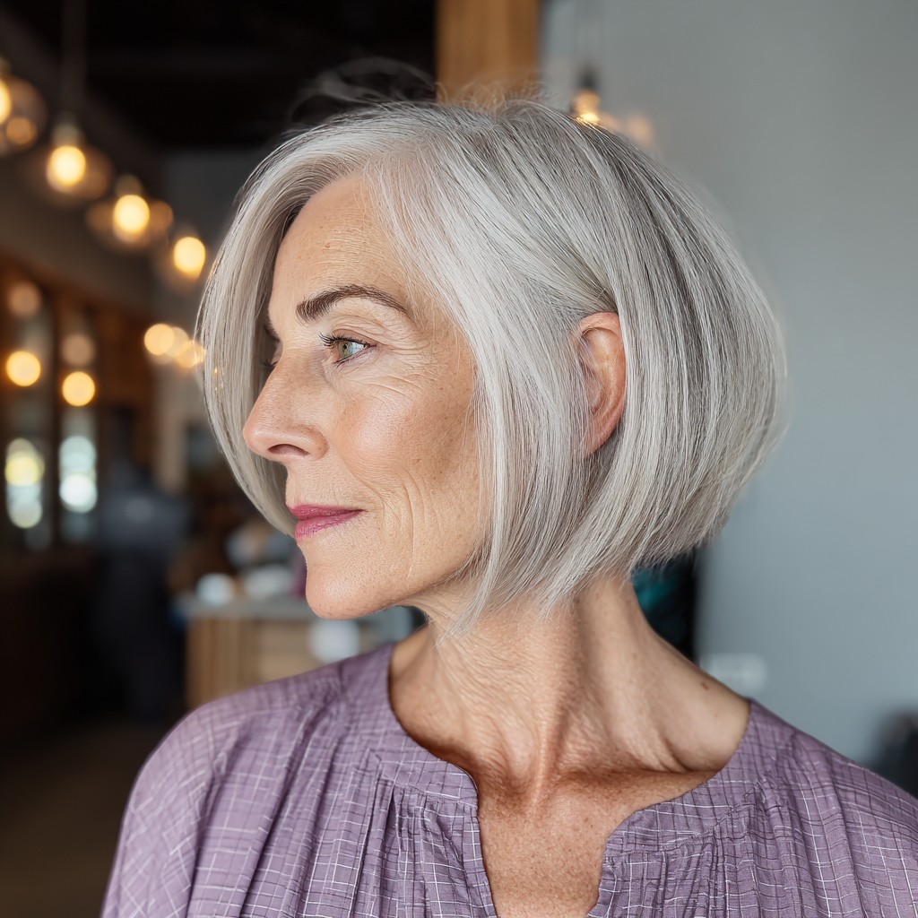 Elegant Silvery Bob with Subtle Layers
