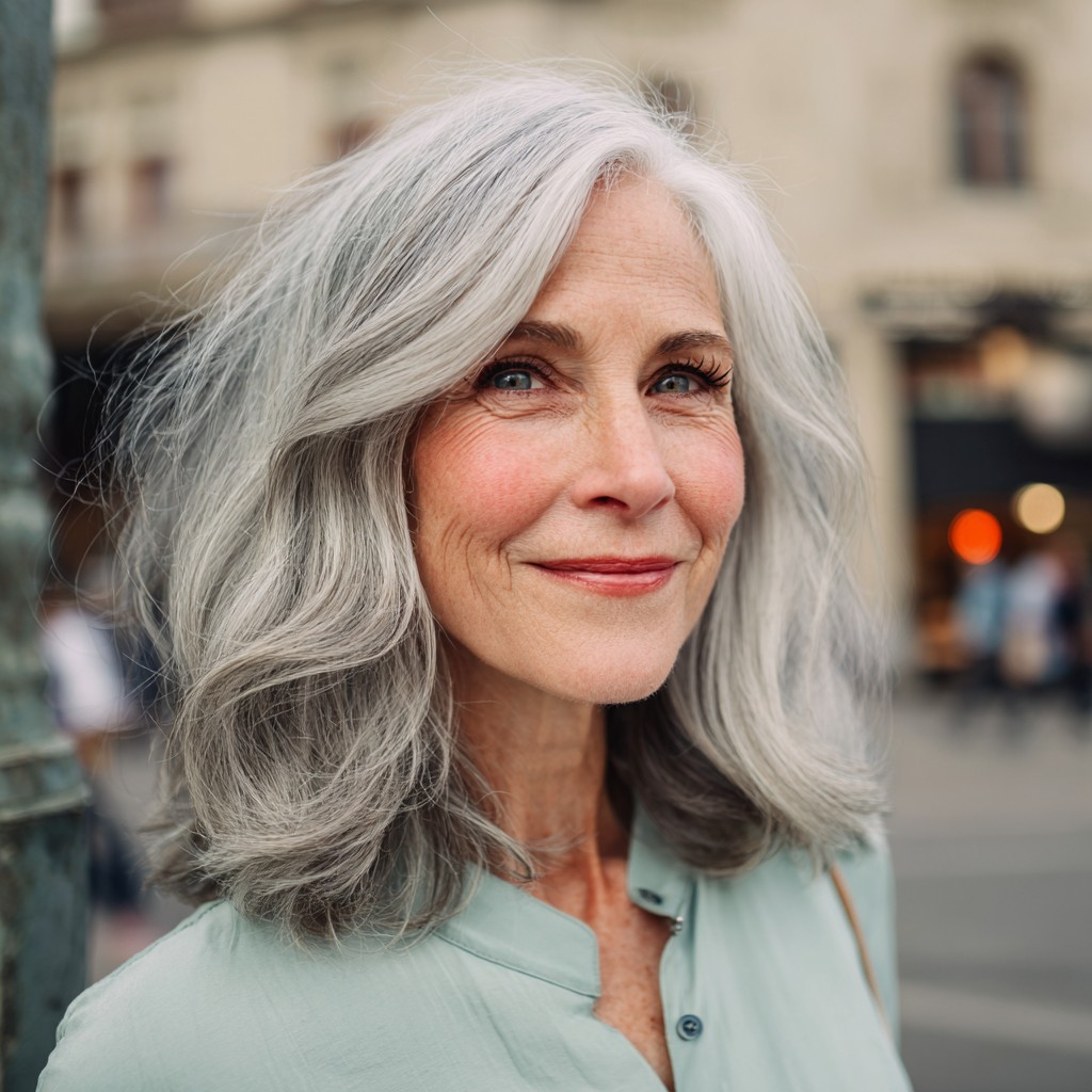 Elegant Softly Layered Gray Cut with Natural Movement