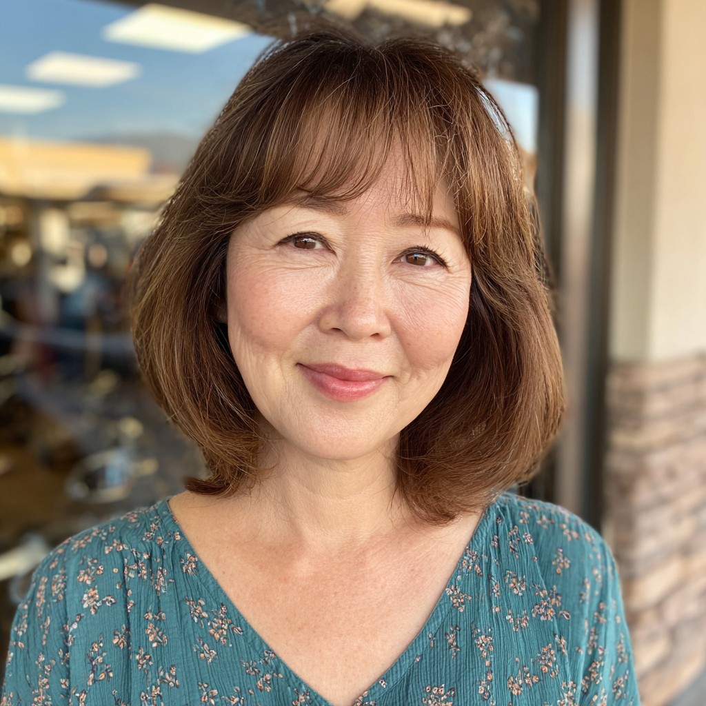 Fresh Layered Midi Bob with Subtle Fringe