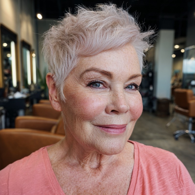 Freshly Styled Textured Pixie Cut for Women Over 70
