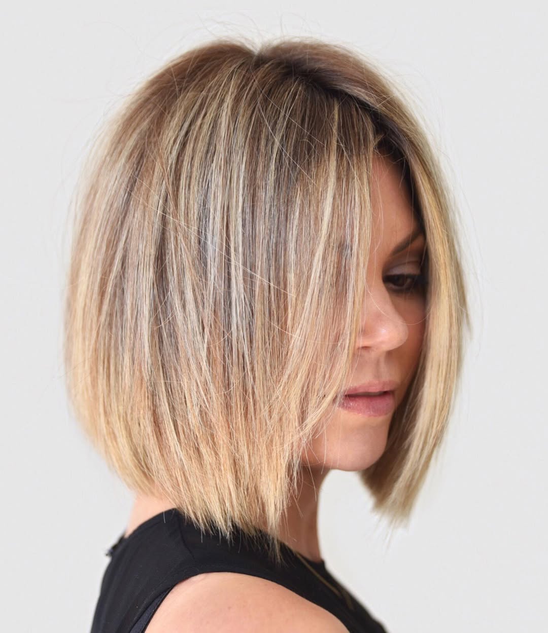 Modern Blunt Frayed Bob with Soft Highlights