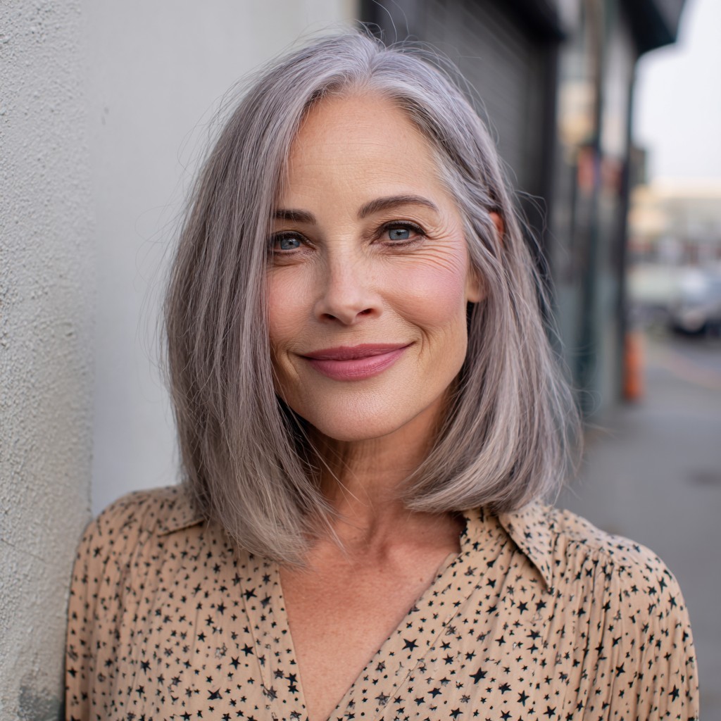 Modern Grey Bob with Subtle Movement